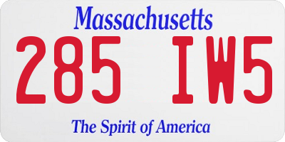 MA license plate 285IW5