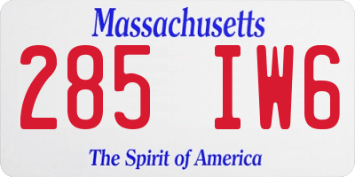 MA license plate 285IW6