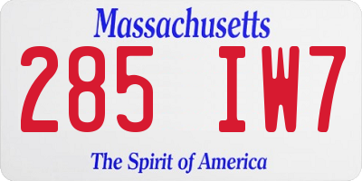 MA license plate 285IW7