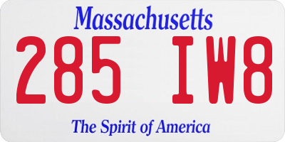 MA license plate 285IW8
