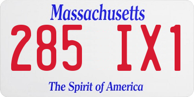 MA license plate 285IX1