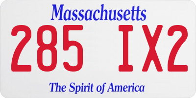 MA license plate 285IX2