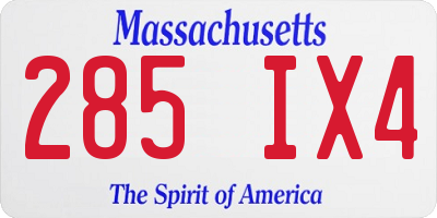MA license plate 285IX4
