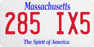MA license plate 285IX5