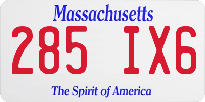 MA license plate 285IX6