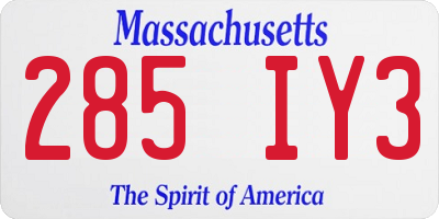 MA license plate 285IY3