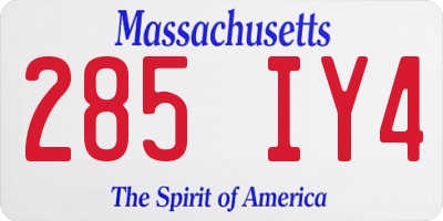 MA license plate 285IY4