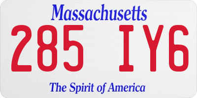 MA license plate 285IY6