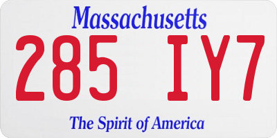 MA license plate 285IY7