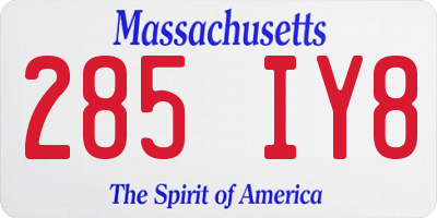MA license plate 285IY8