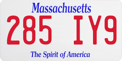 MA license plate 285IY9