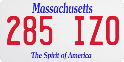 MA license plate 285IZ0