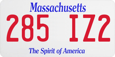 MA license plate 285IZ2