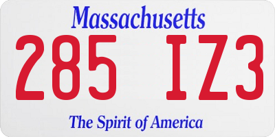 MA license plate 285IZ3