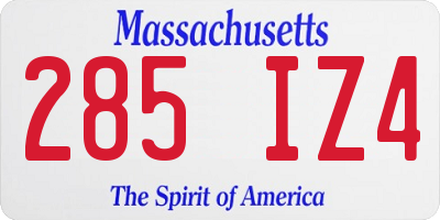 MA license plate 285IZ4
