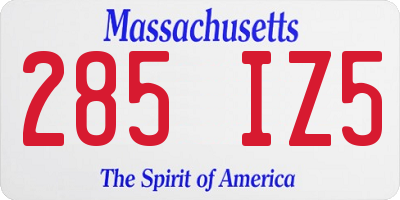MA license plate 285IZ5