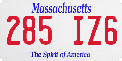 MA license plate 285IZ6
