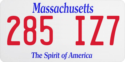 MA license plate 285IZ7