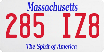 MA license plate 285IZ8