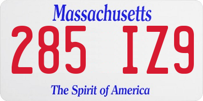 MA license plate 285IZ9