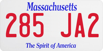 MA license plate 285JA2