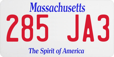 MA license plate 285JA3