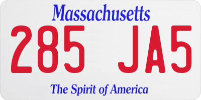 MA license plate 285JA5