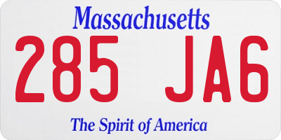 MA license plate 285JA6