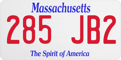 MA license plate 285JB2