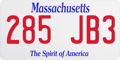 MA license plate 285JB3