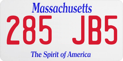 MA license plate 285JB5