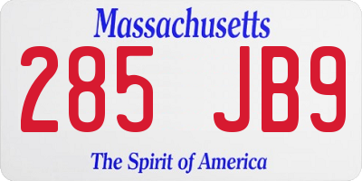 MA license plate 285JB9