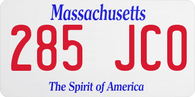 MA license plate 285JC0