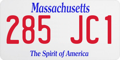 MA license plate 285JC1