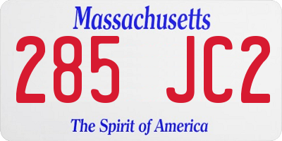 MA license plate 285JC2