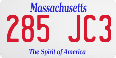 MA license plate 285JC3