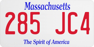MA license plate 285JC4