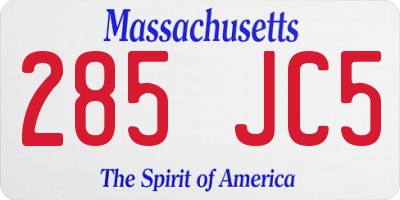 MA license plate 285JC5