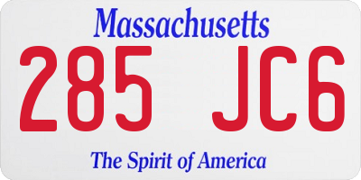 MA license plate 285JC6