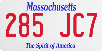 MA license plate 285JC7