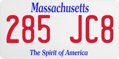 MA license plate 285JC8
