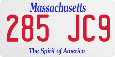 MA license plate 285JC9
