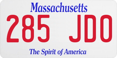 MA license plate 285JD0