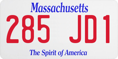 MA license plate 285JD1