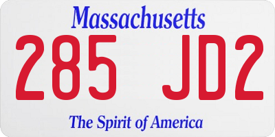 MA license plate 285JD2