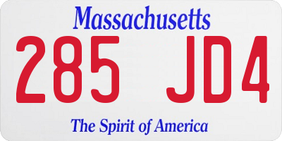 MA license plate 285JD4