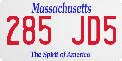 MA license plate 285JD5