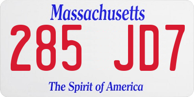 MA license plate 285JD7