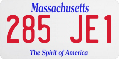 MA license plate 285JE1