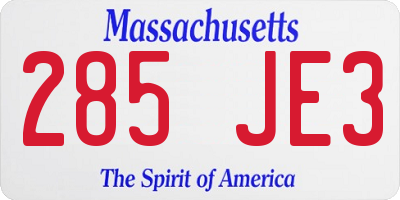 MA license plate 285JE3